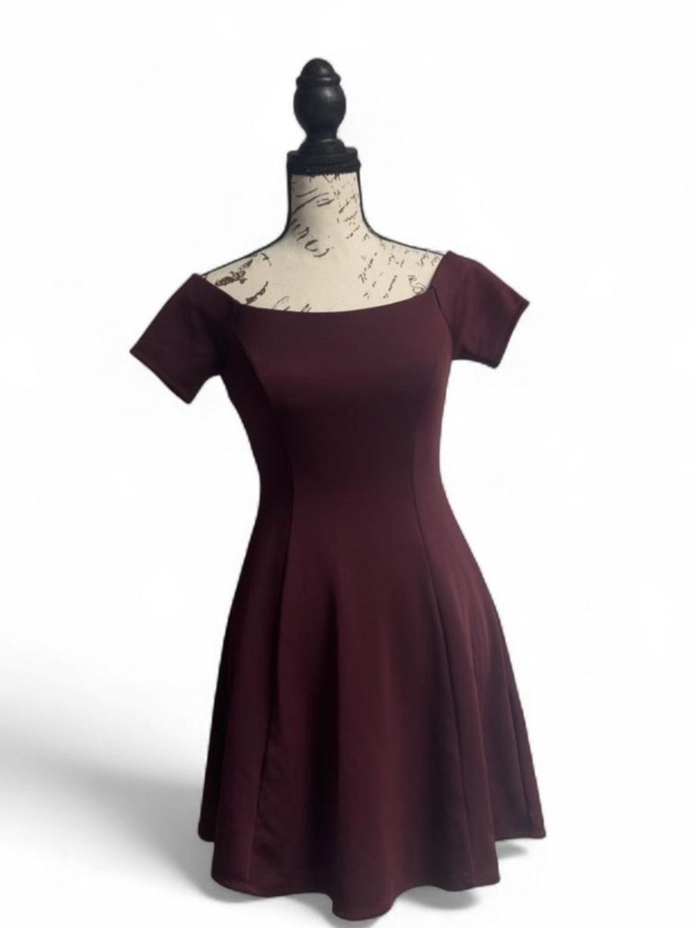 Forever 21 Burgundy Wine Fit & Flare Skater Mini Dress NWT